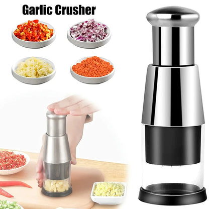 Professional Garlic Crusher & Onion Chopper - Ergonomic Manual Vegetable Squeezer Kitchen Gadget